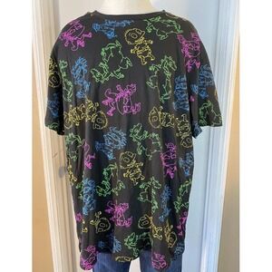 Rugrats‎ Nickelodeon All over Neon Design  On Black Shirt XL 100% Cotton